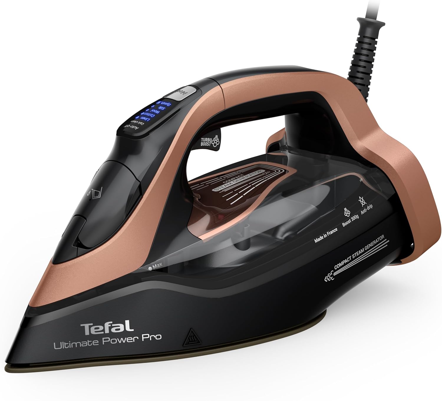 Tefal Ultimate Power Pro Dampfbügeleisen, Pumpentechnologie, 3200 W, 85 g/min kont. Dampfabgabe, 300 g/min-Dampfstoß, Micro Calc-Filter, Autoclean-Bügelsohle, Tropfstopp, 350 ml Wassertank, FV9E50E0