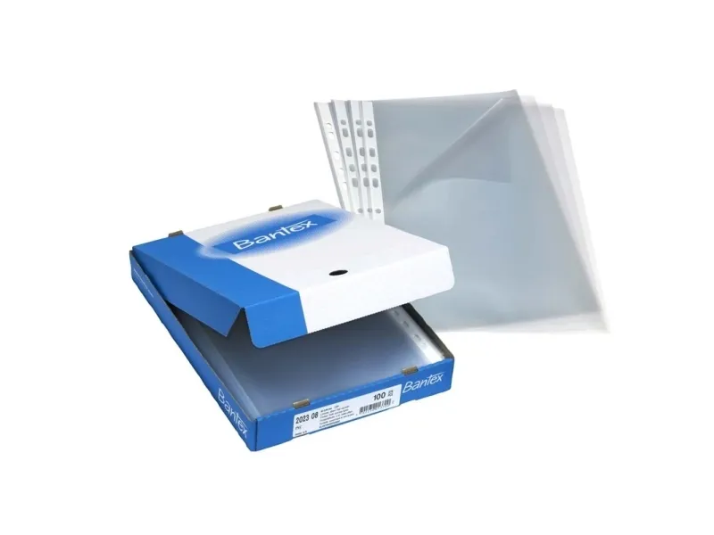 Plastlommer Bantex A4 åben i top/venstre side 0,09 mm transparent - (100 stk.)