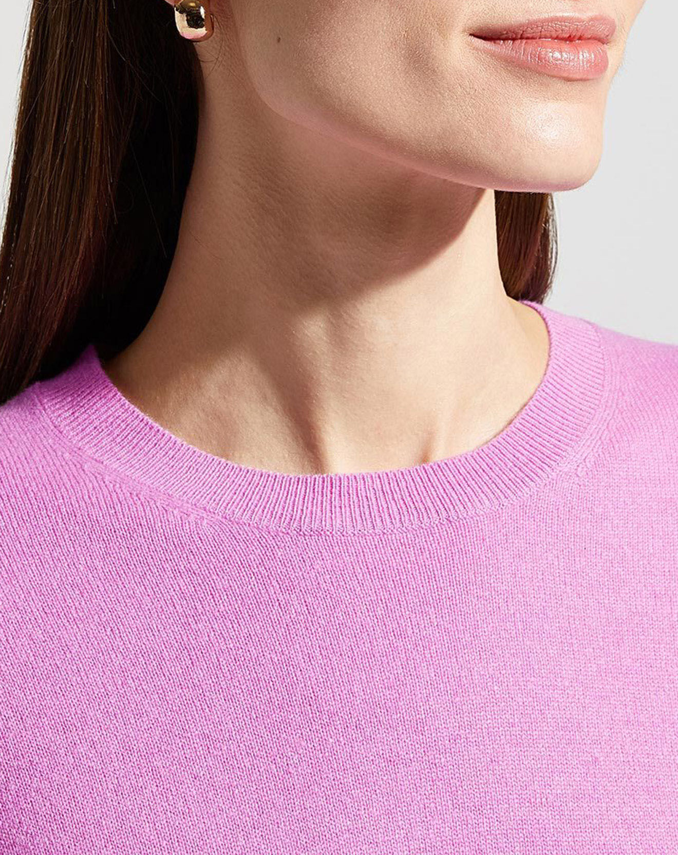 Galeries Lafayette Pull 100% Cachemire Zabri col rond rose