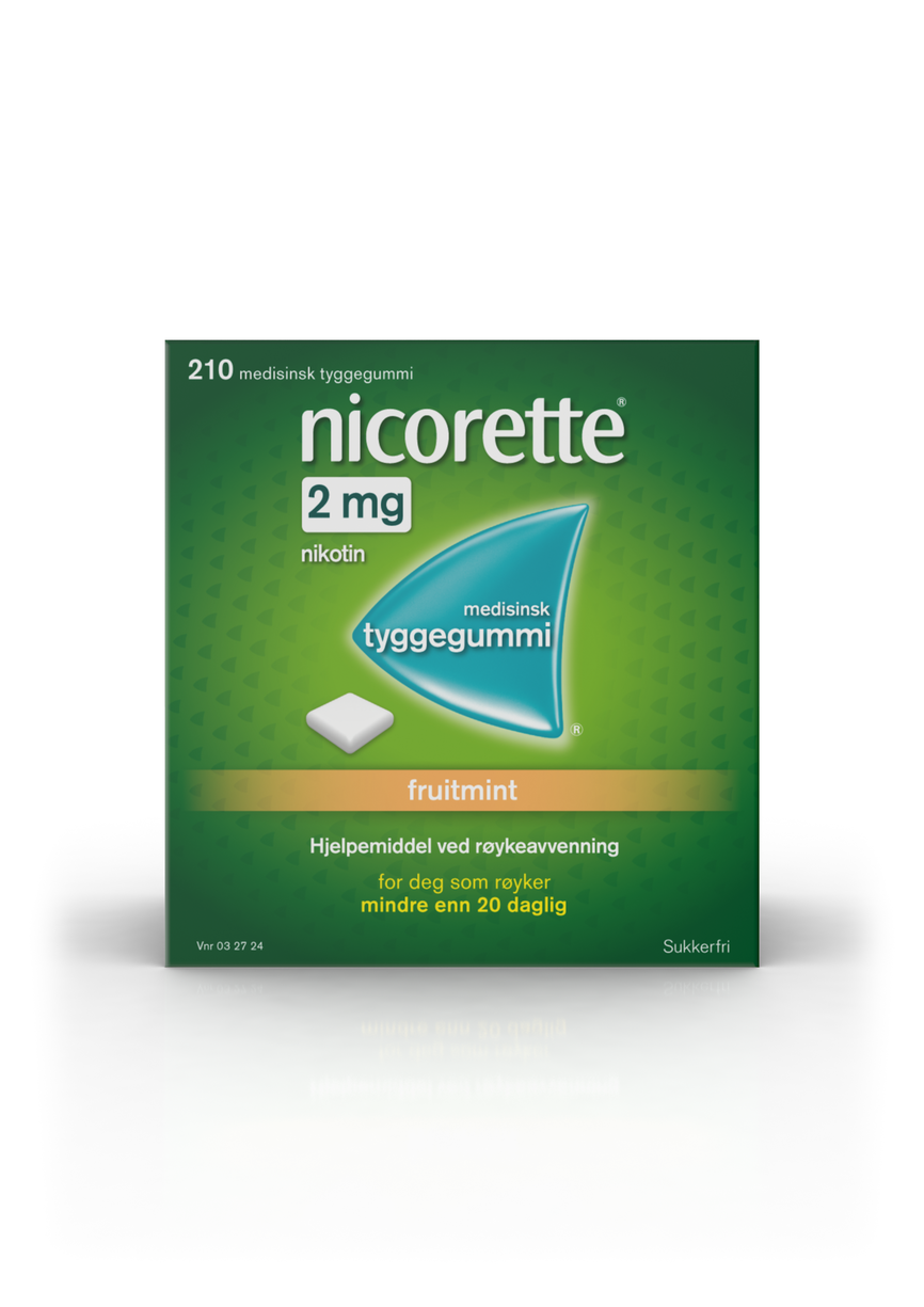 Nicorette Fruitmint tyggegummi 2 mg nikotin, slutte å røyke