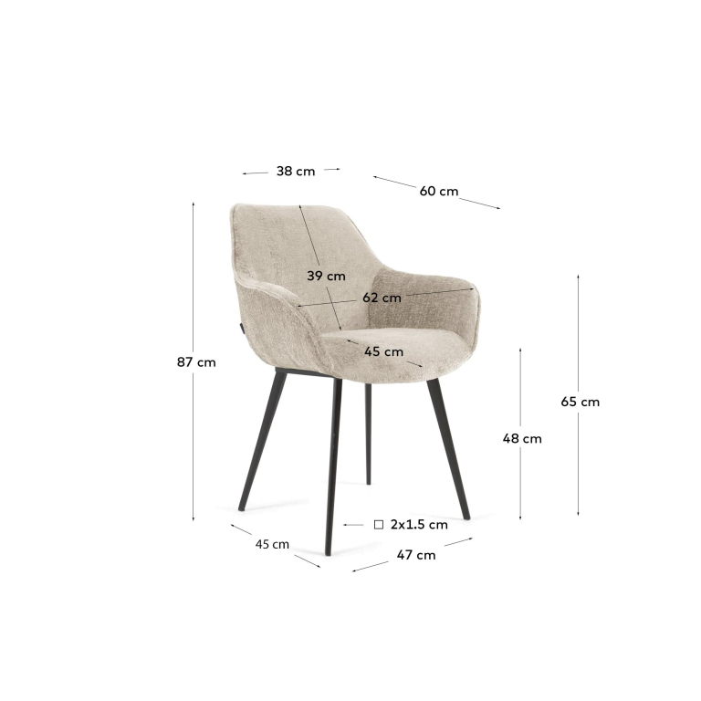 Kave Home Amira eetkamerstoel beige chenille