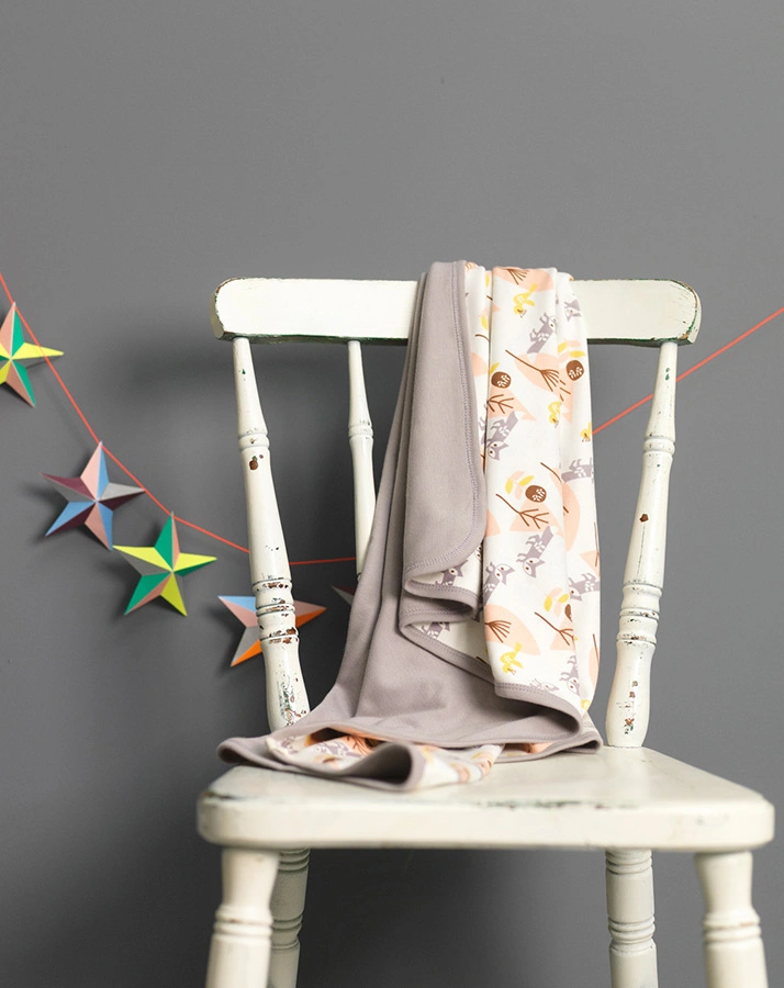 Babydecke FOX (80x100) in rosa/grau