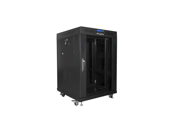 Lanberg - Rack kabinet - med display, 2 køleblæsere - sort, RAL 9004 - 15U - 19