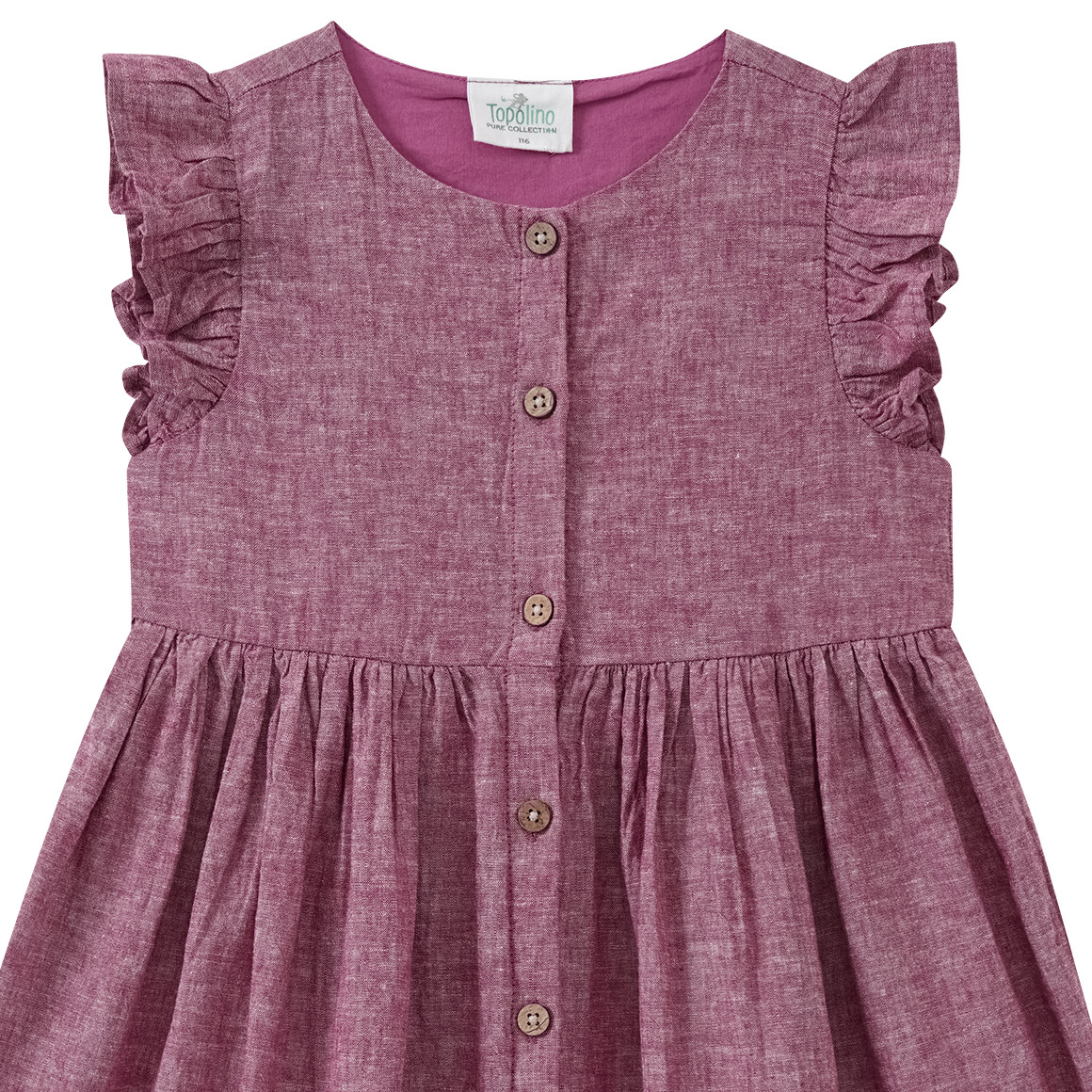 Topolino Pure Collection Mädchen Kleid aus Leinen-Mix dunkelrosa