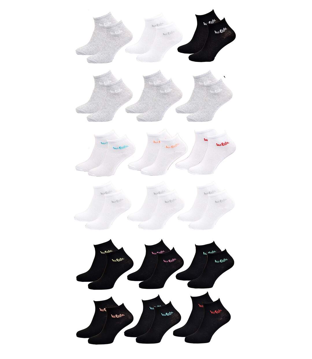 Chaussettes Courtes femme LEE COOPER Qualité et Confort-Assortiment modèles photos selon arrivages- OPALE Pack de 12 Paires Surprise