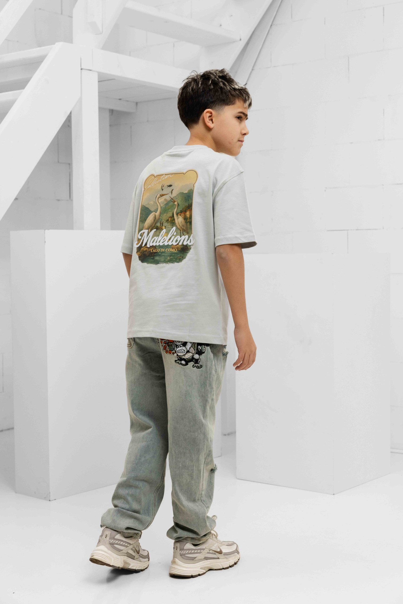 Malelions Heron T-Shirt Kids Lichtgrijs