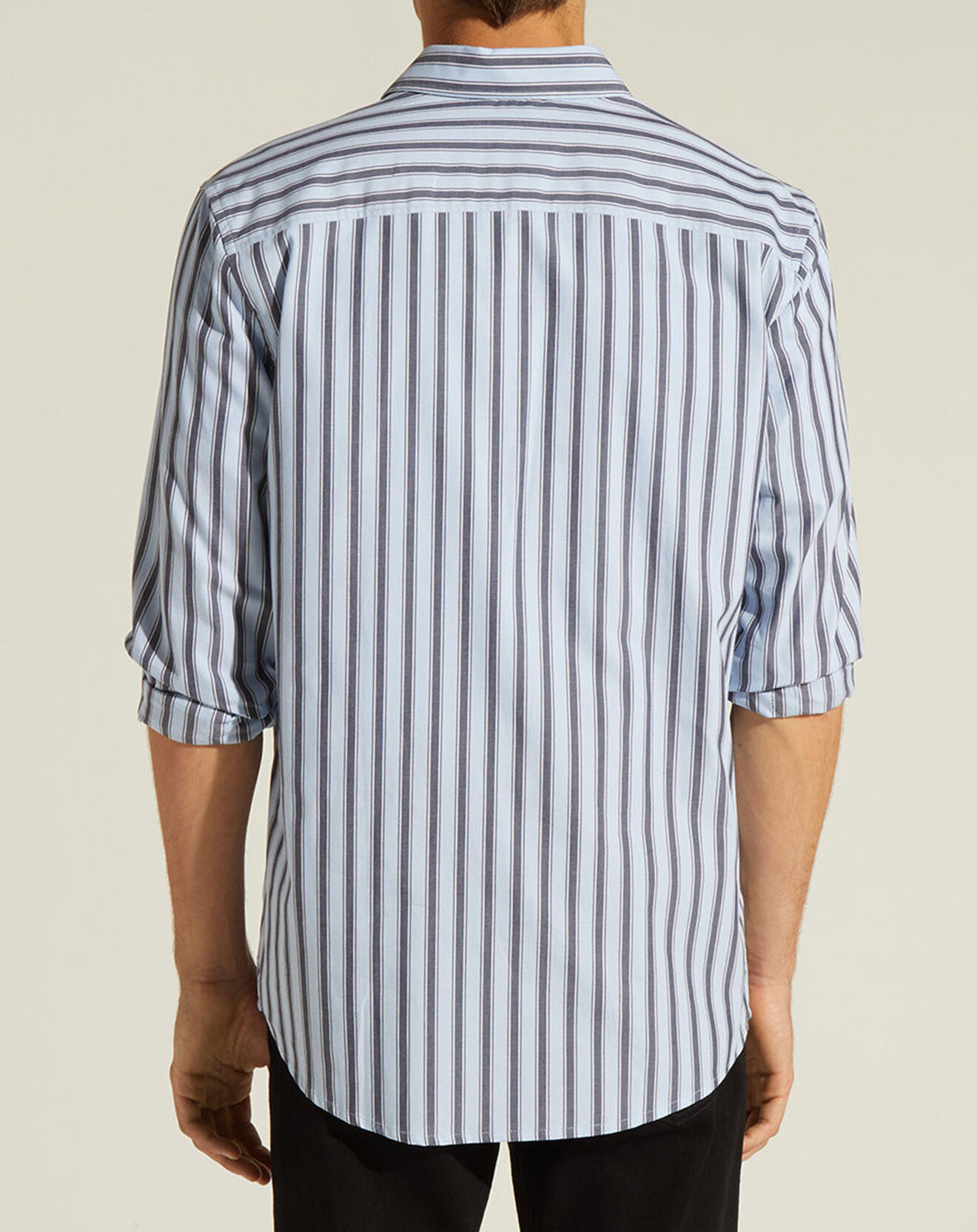 Galeries Lafayette Chemise droite Liclub à rayures bleue
