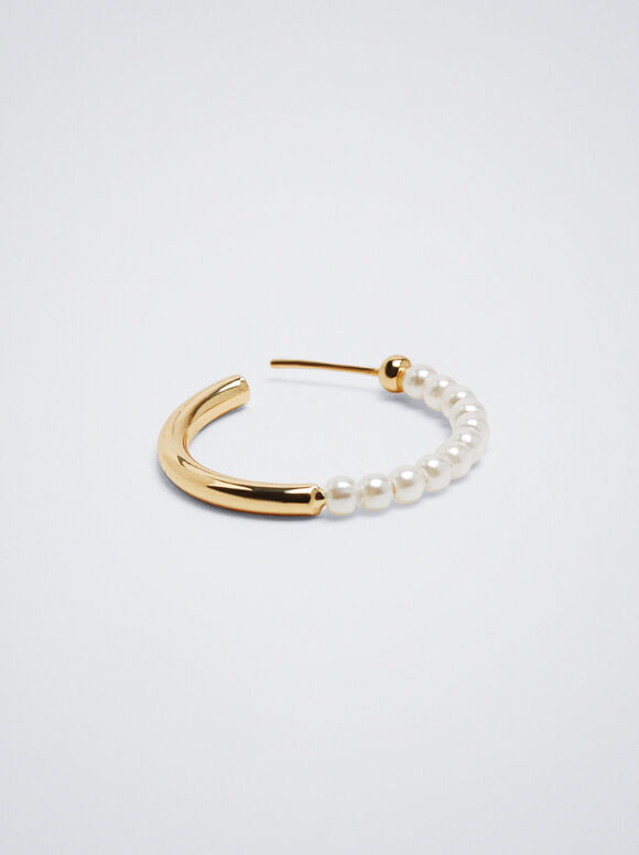 Anéis de ouro com pérolas - Dourado