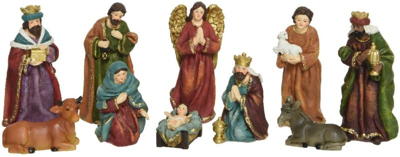 Decoris kerststal beelden/kerstbeelden - 10x st -tot 13 cm -polyresin