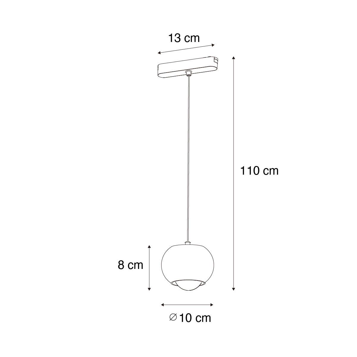 Moderne hanglamp zwart voor railsysteem 1-fase incl. LED - Magnetic Lance