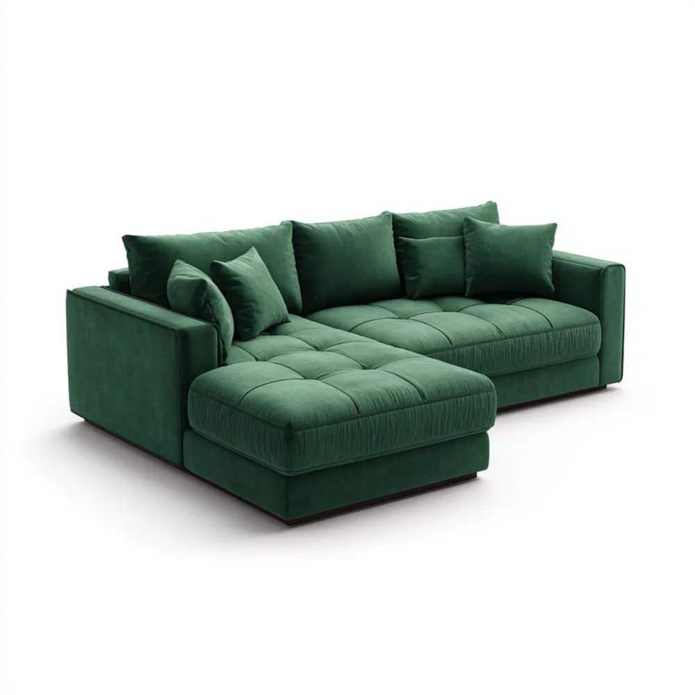 Ecksofa Stoff 250x150x85 cm – Dunkelgrün – Moderner Stil
