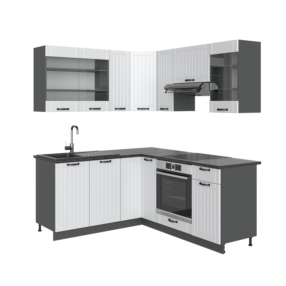 Vicco Küchenzeile Fame-Line Landhaus Eckküche Winkel Küche Einbau Anthrazit