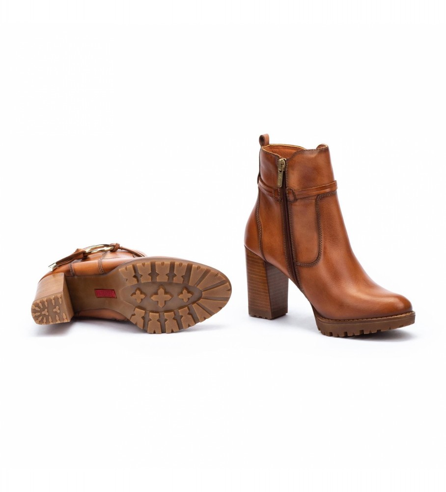 Botas de cano curto Pikolinos Conelly em couro marrom - Altura do salto: 9 cm -