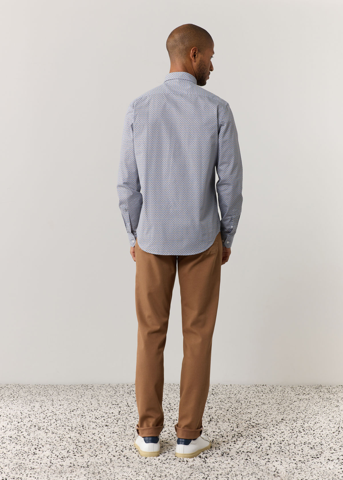 Pantalon casual skinny en coton mélangé stretch uni cognac