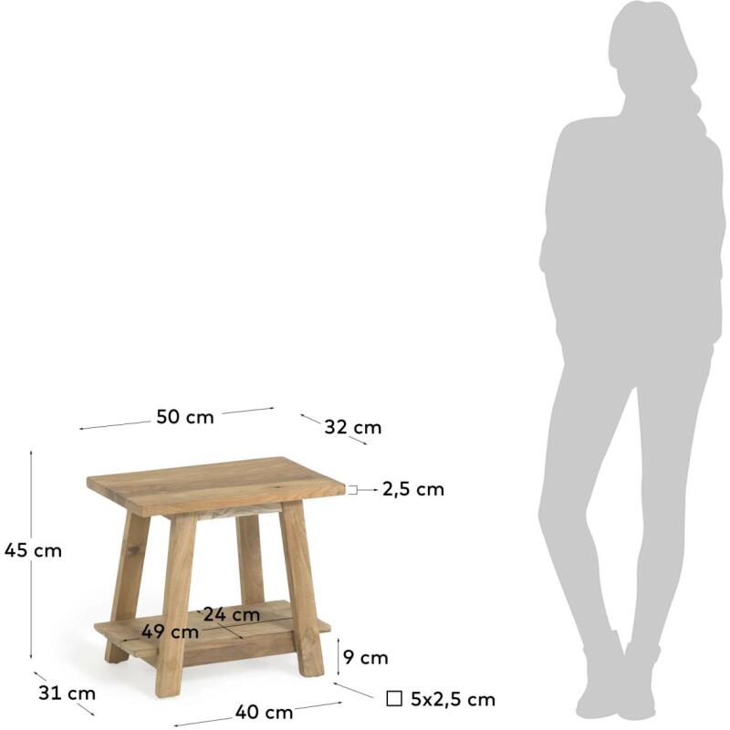 Repose-pieds Safara bois massif de tek recyclé 50 x 32 cm