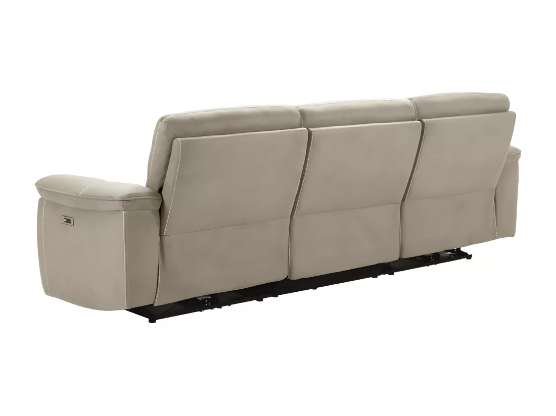 Canapé de relaxation électrique en microfibre Kleman-Couleur Beige-4 places relax électrique