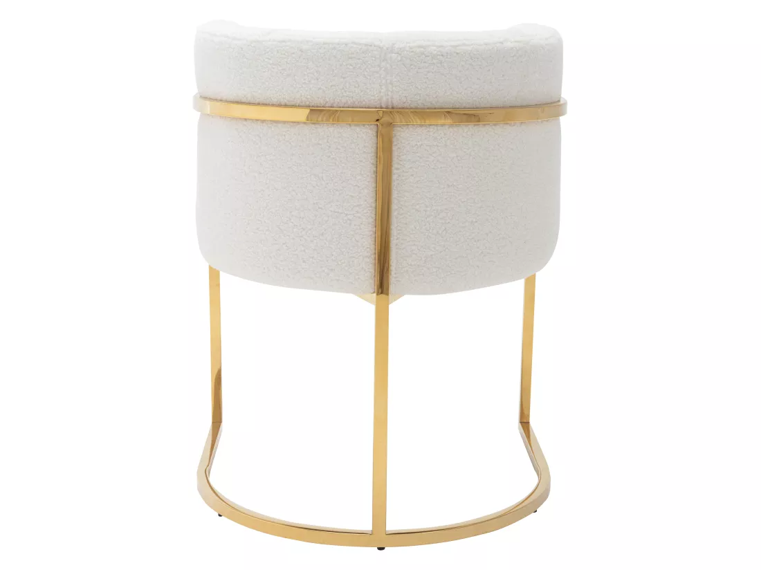 Lot de 2 chaises avec accoudoirs - Tissu bouclette et acier inoxydable - Blanc et doré - PERIA de Pascal MORABITO