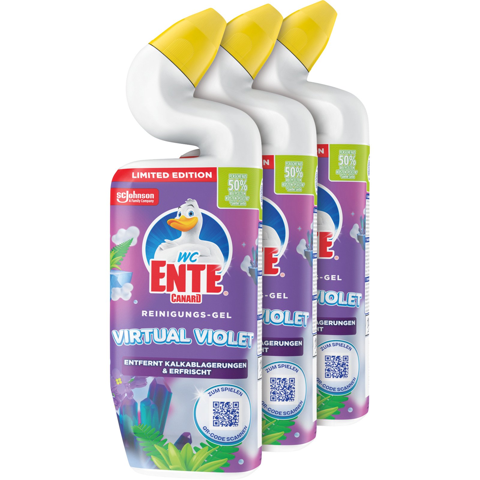 WC Ente Reinigungsgel Virtual Violet 3 x 750 ml