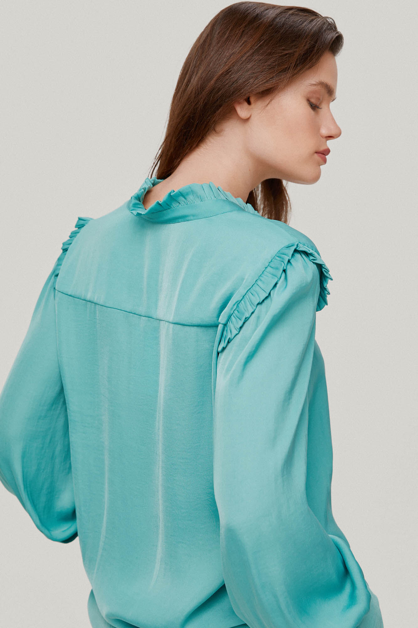 Blusa fluida com babados - Verde