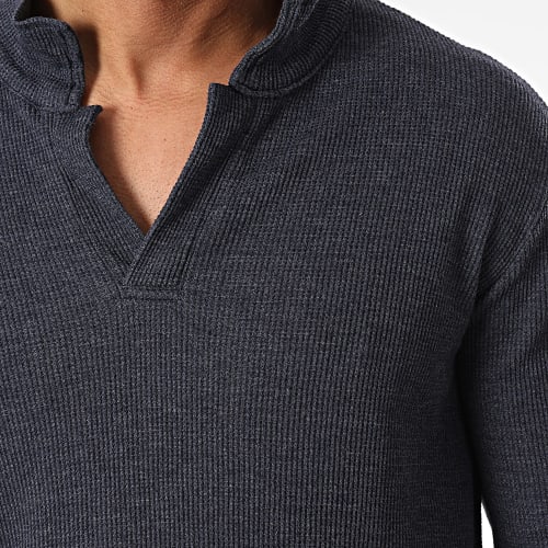 Ensemble Polo Manches Longues Et Pantalon Jogging Bleu Marine Chiné