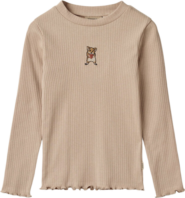 Wheat Langærmet Basis T-shirt Britt Moonlight rose