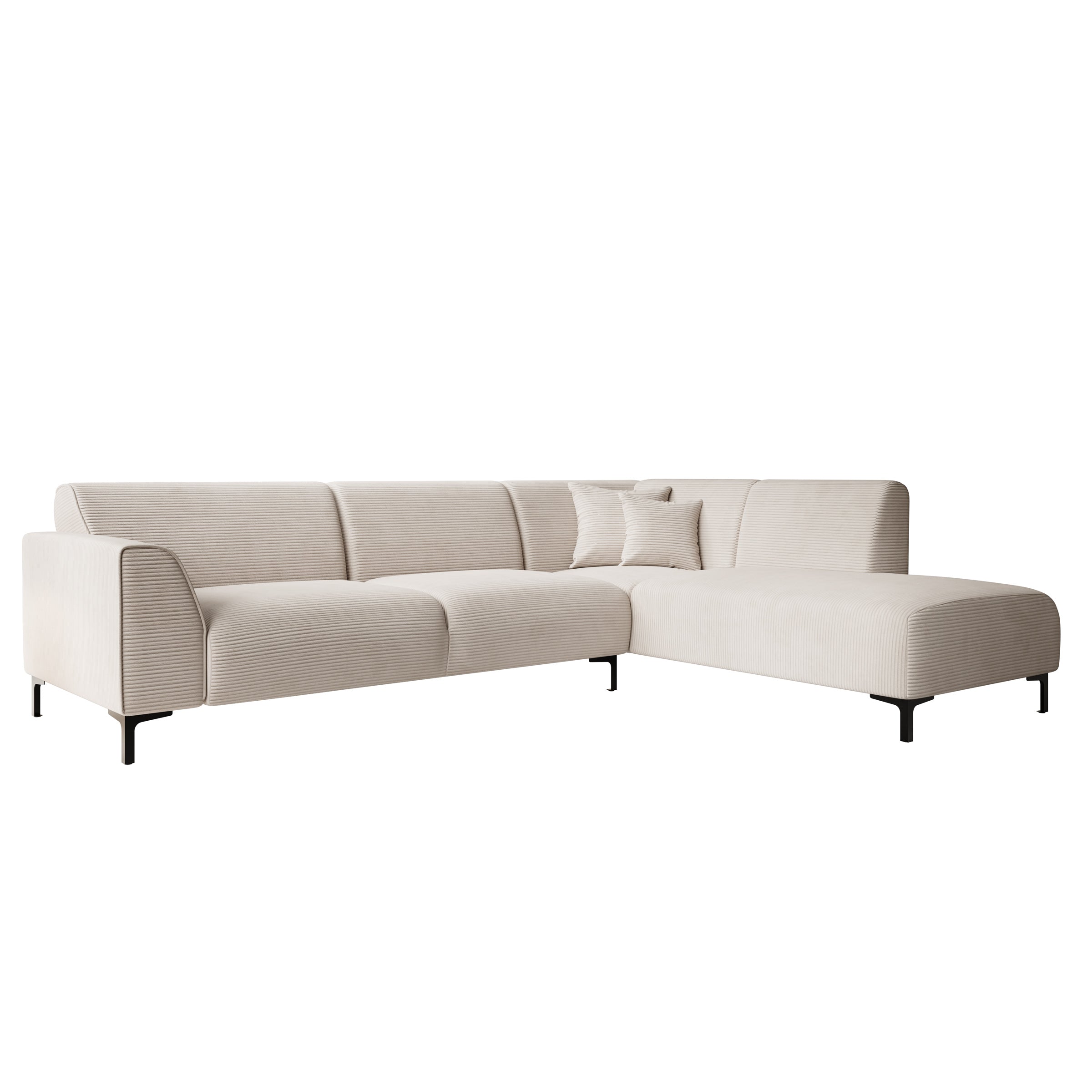 Moana - Hoekbank 4-zits met chaise longue - Ribstof beige - Rechts