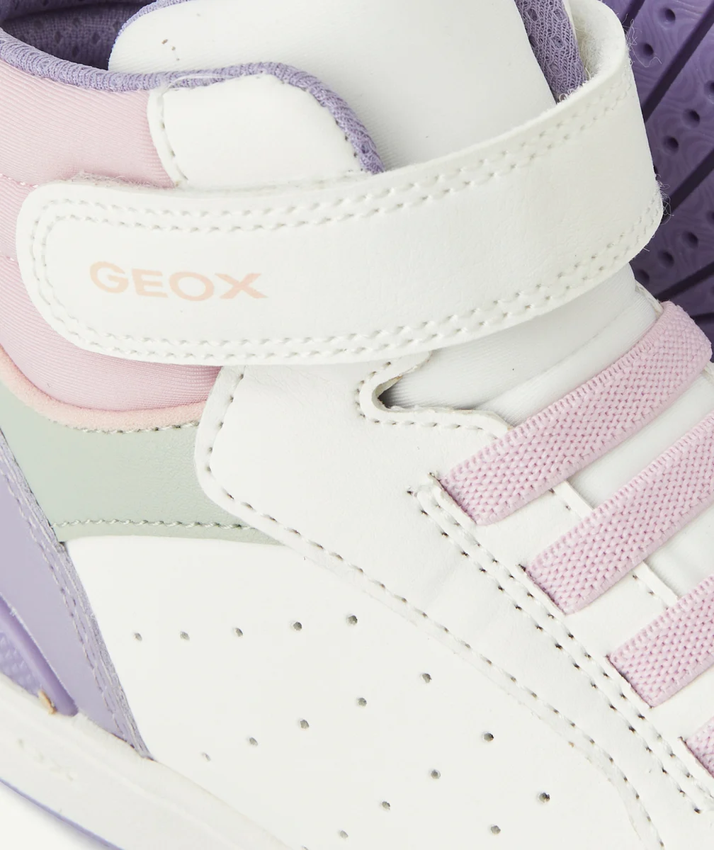 GEOXBASKETS MONTANTES FILLE WASHIBA BLANC ROSE ET VIOLET