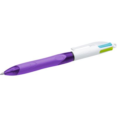 BIC 4 Couleurs Grip Fun - Stylo à bille 4 couleurs - au choix : rose, turquoise, violet, vert citron