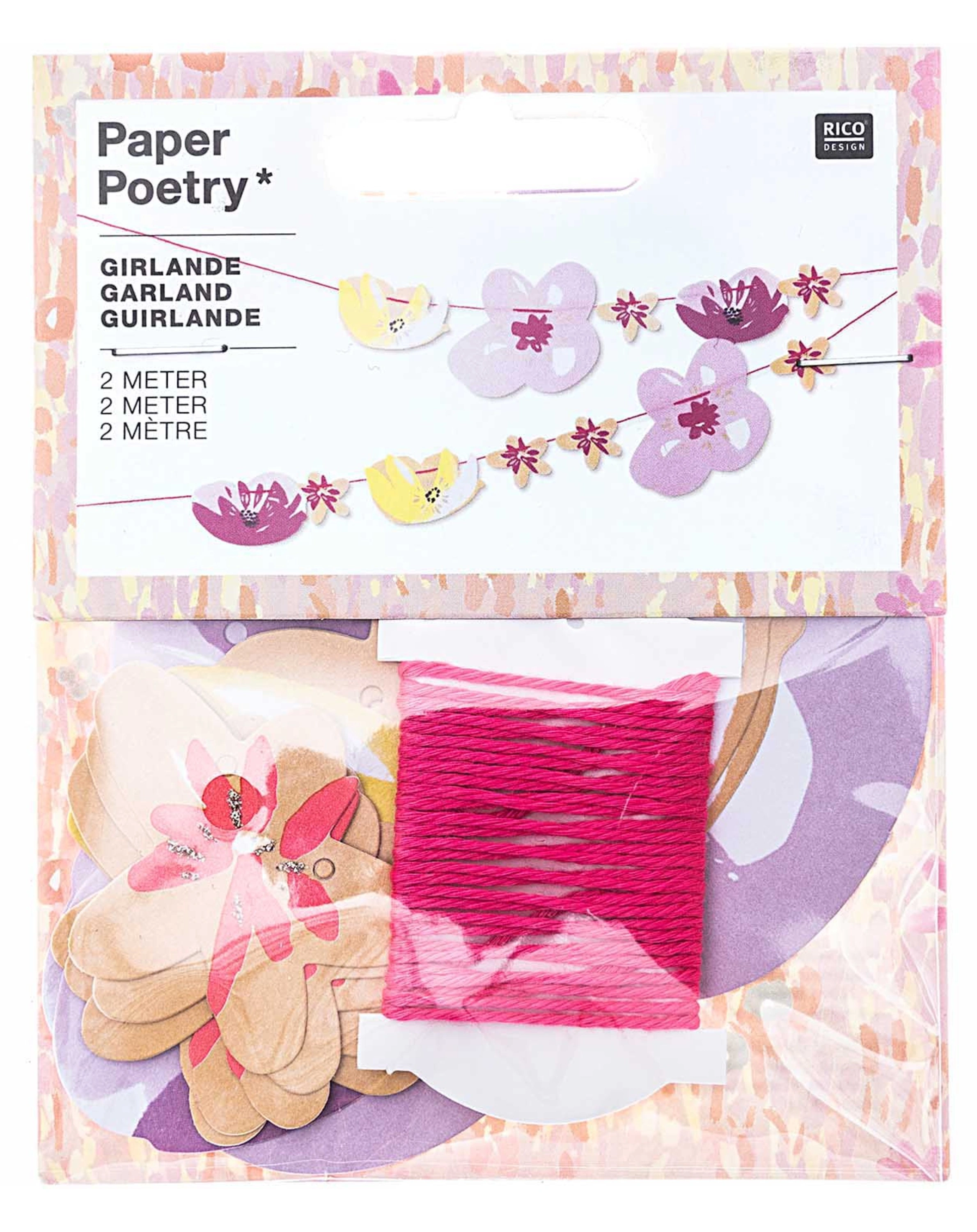 Papier-Girlande CRAFTED NATURE (2m) (Farbe: rosa/bunt)