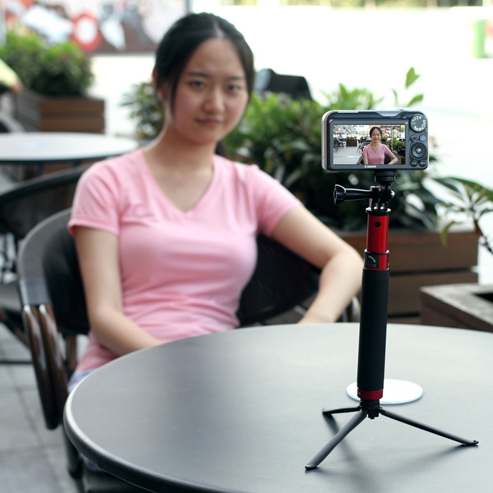 (80cm) Selfie Stick Monopod Stativ Halterung mit abnehmbarem 1/4“ Tripod Stativ   Bluetooth Fernauslöser für Smartphone / GoPro (mit Adapter) Schwarz