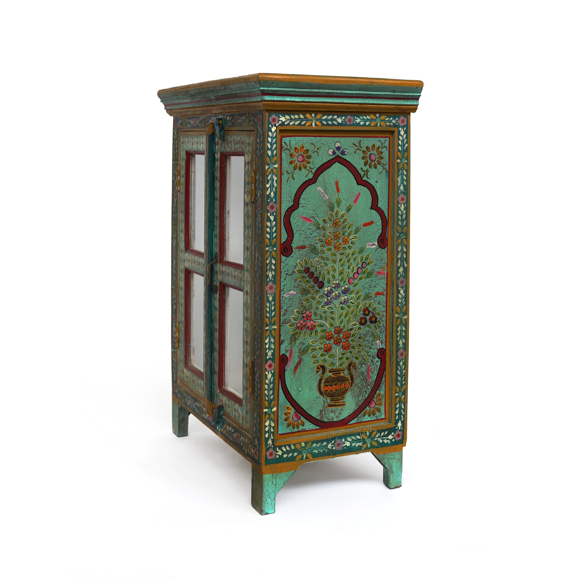 Vitrinenschrank handbemalt, multicolor, H 90 cm, B 64 cm, L 40 cm von fischer's lagerhaus