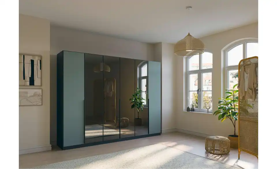 Drehtürenschrank Grau, Salbeigrün 271 cm 6 Stück