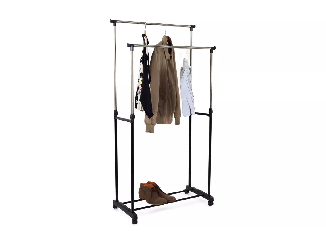 Portant Metal Roulette Double 80x43x160cm
