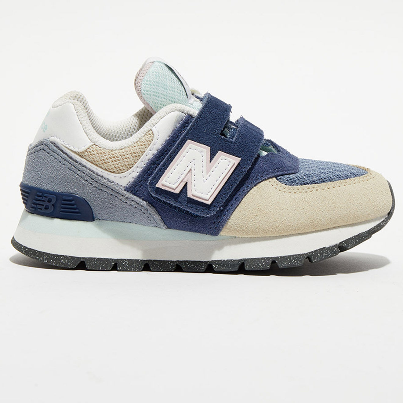 New Balance Baskets en Velours de Cuir & Textile 574 bleu/beige