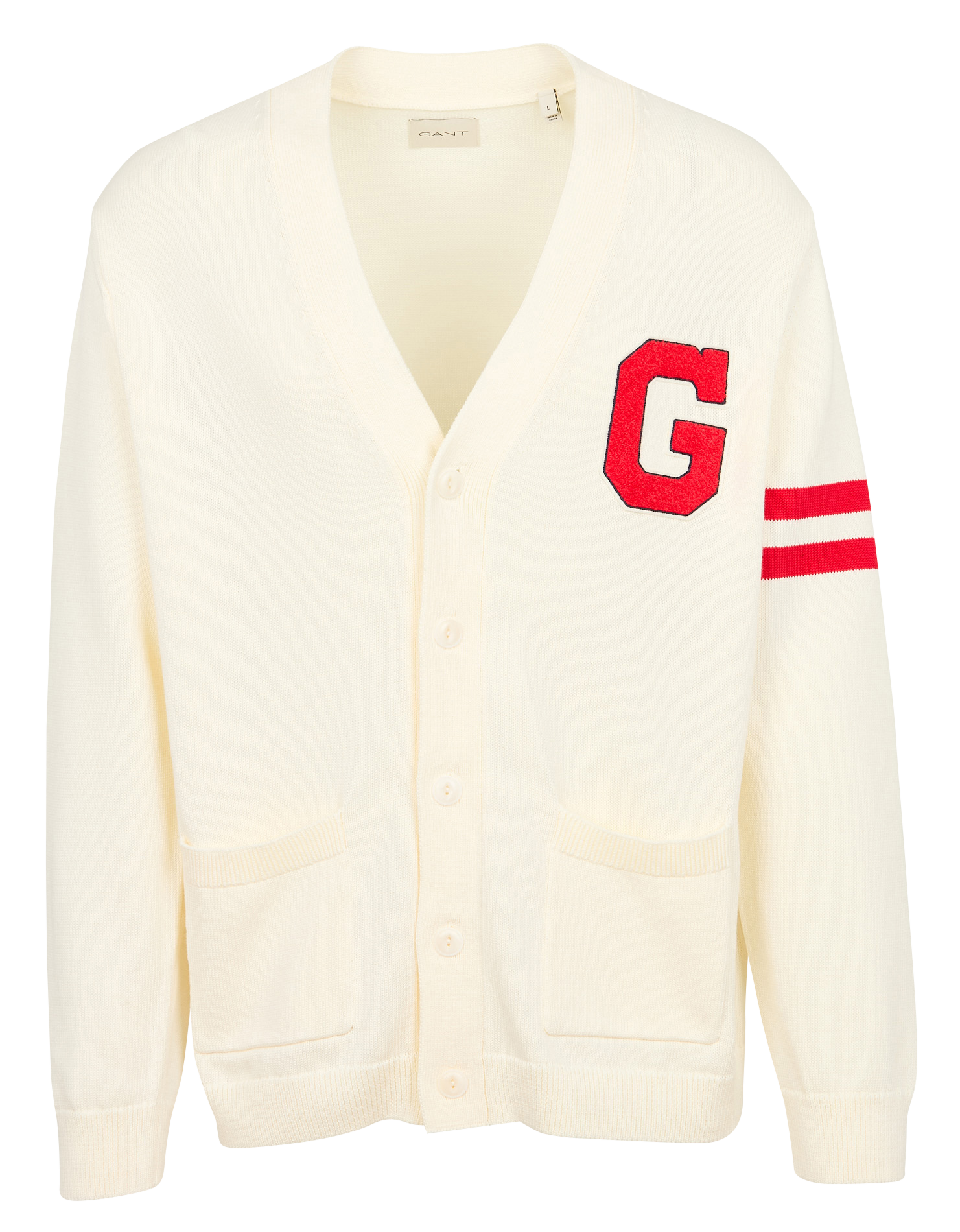 Cardigan col V brodé en coton | Blanc