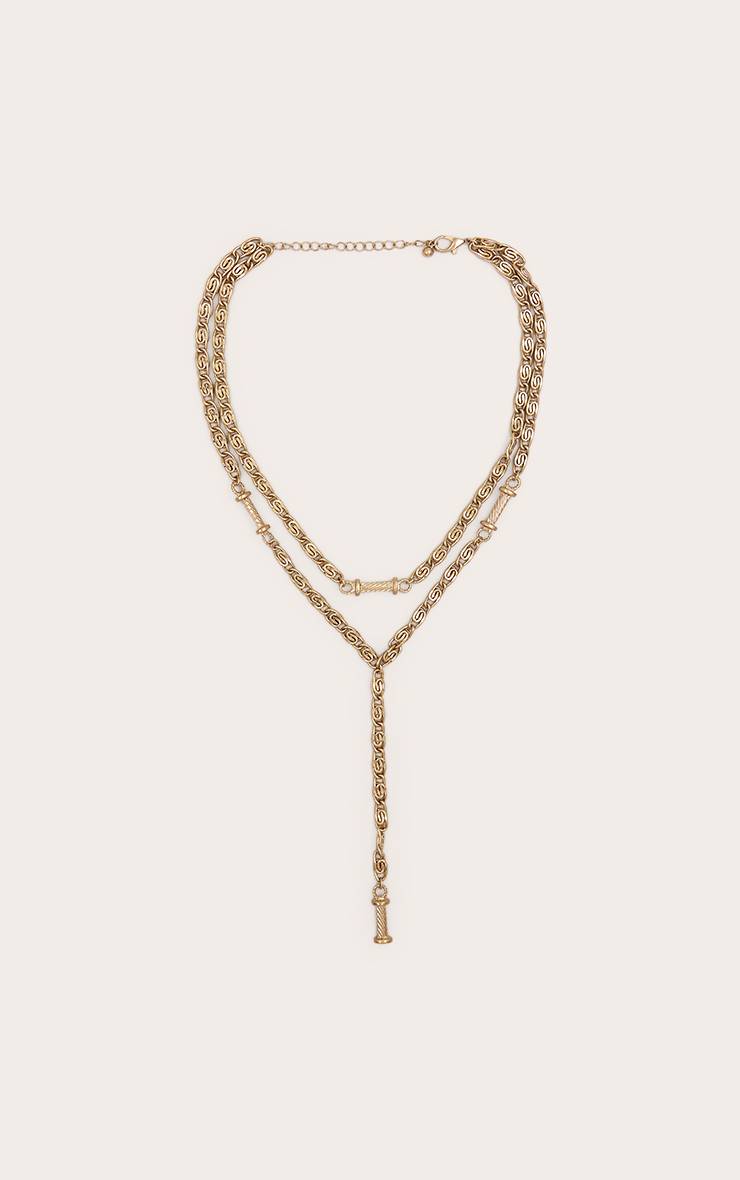 Doré Collier Lariat À Chaîne Épaisse Superposée