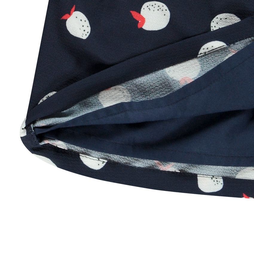 Tunique en toile de coton imprimé pommes pour fille - Bleu marine