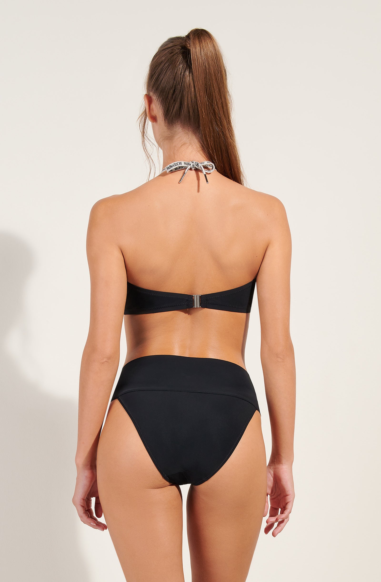 baoba Haut de maillot de bain bandeau noir à lacets Noir