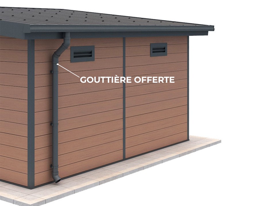 Abri de jardin composite braga - 20m2 gris - epaisseur des madriers : 28mm - cabane atelier / abri velo - menuiseries en aluminium