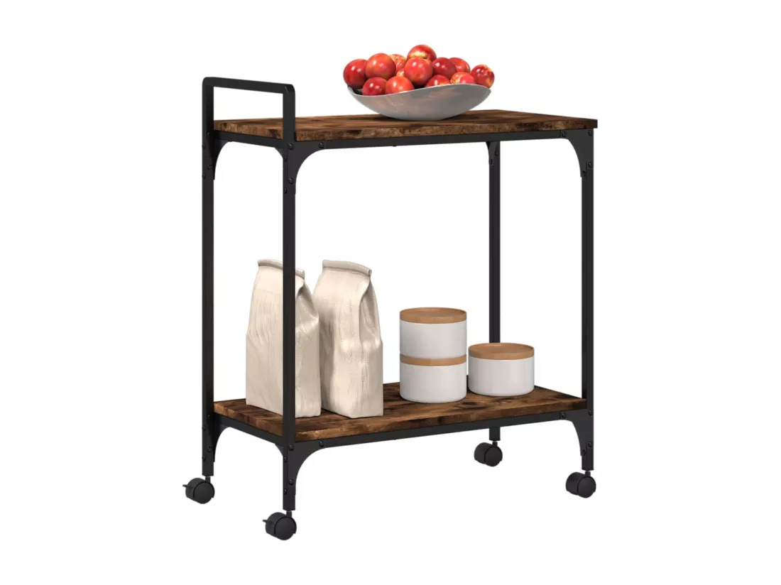 Chariot de cuisine chêne fumé 60,5x31x72,5 cm bois d'ingénierie