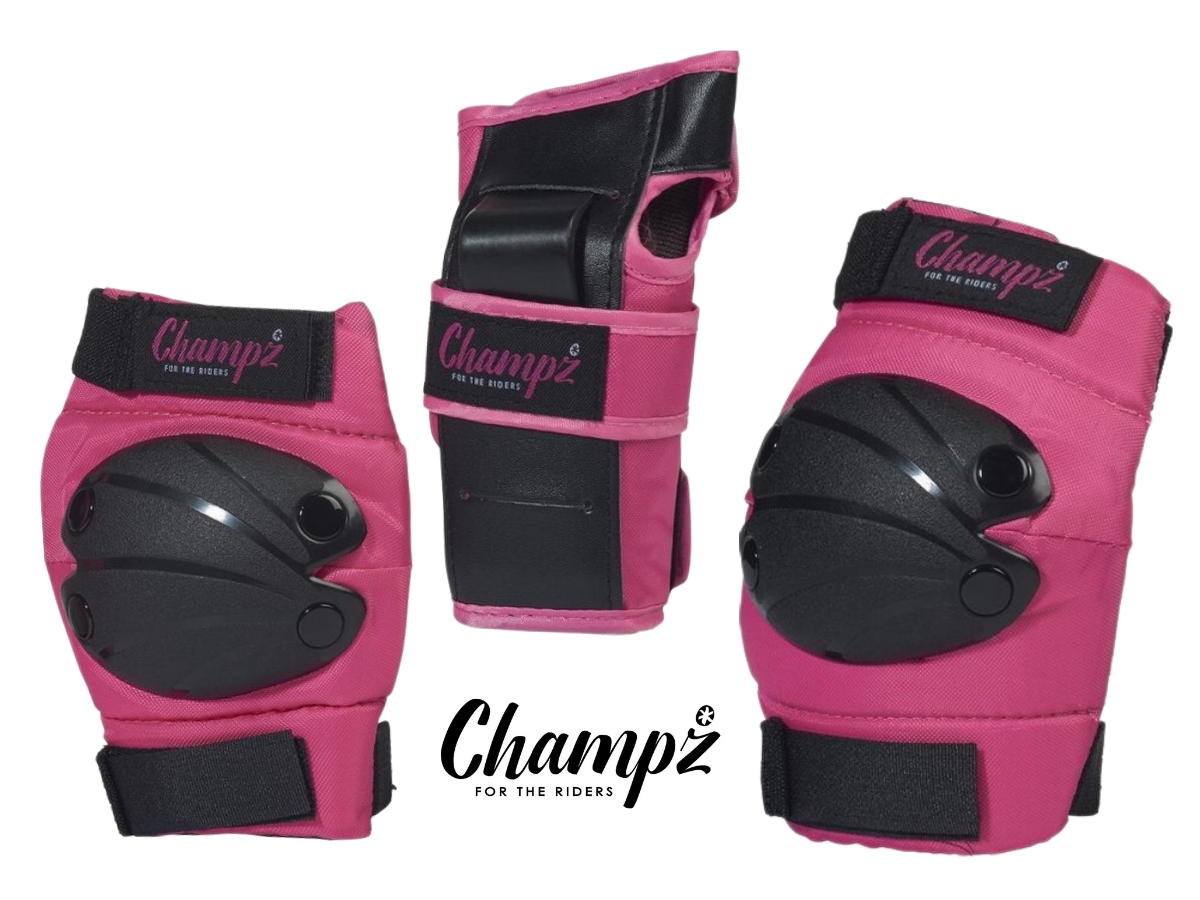 Champz Skate Bescherming Set voor Kinderen Roze/Zwart