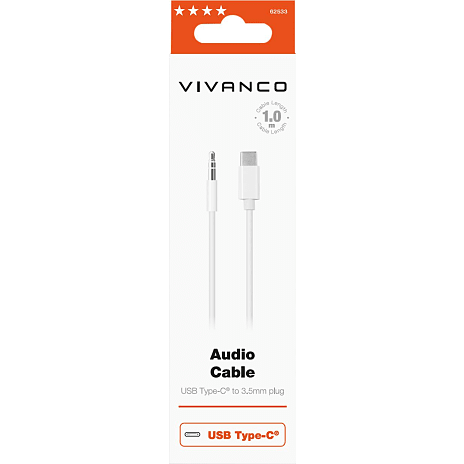 Vivanco lydadapterkabel 1 meter - hvid