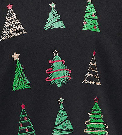Kids Only Sweatshirt - KogYda - Xmas Life - Blåck/Christmas Tree