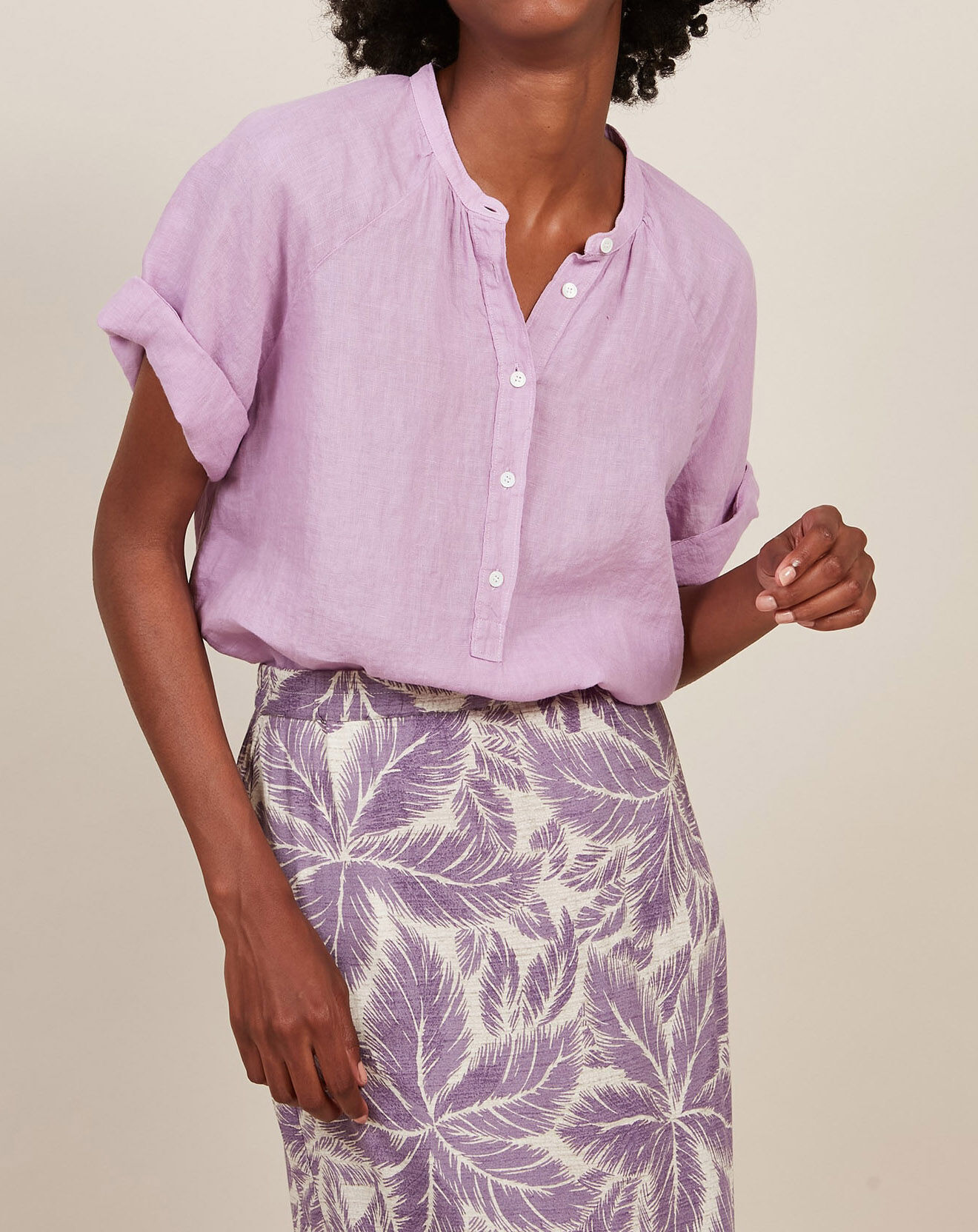 Hartford Blouse 100% Lin Colibri orchidée