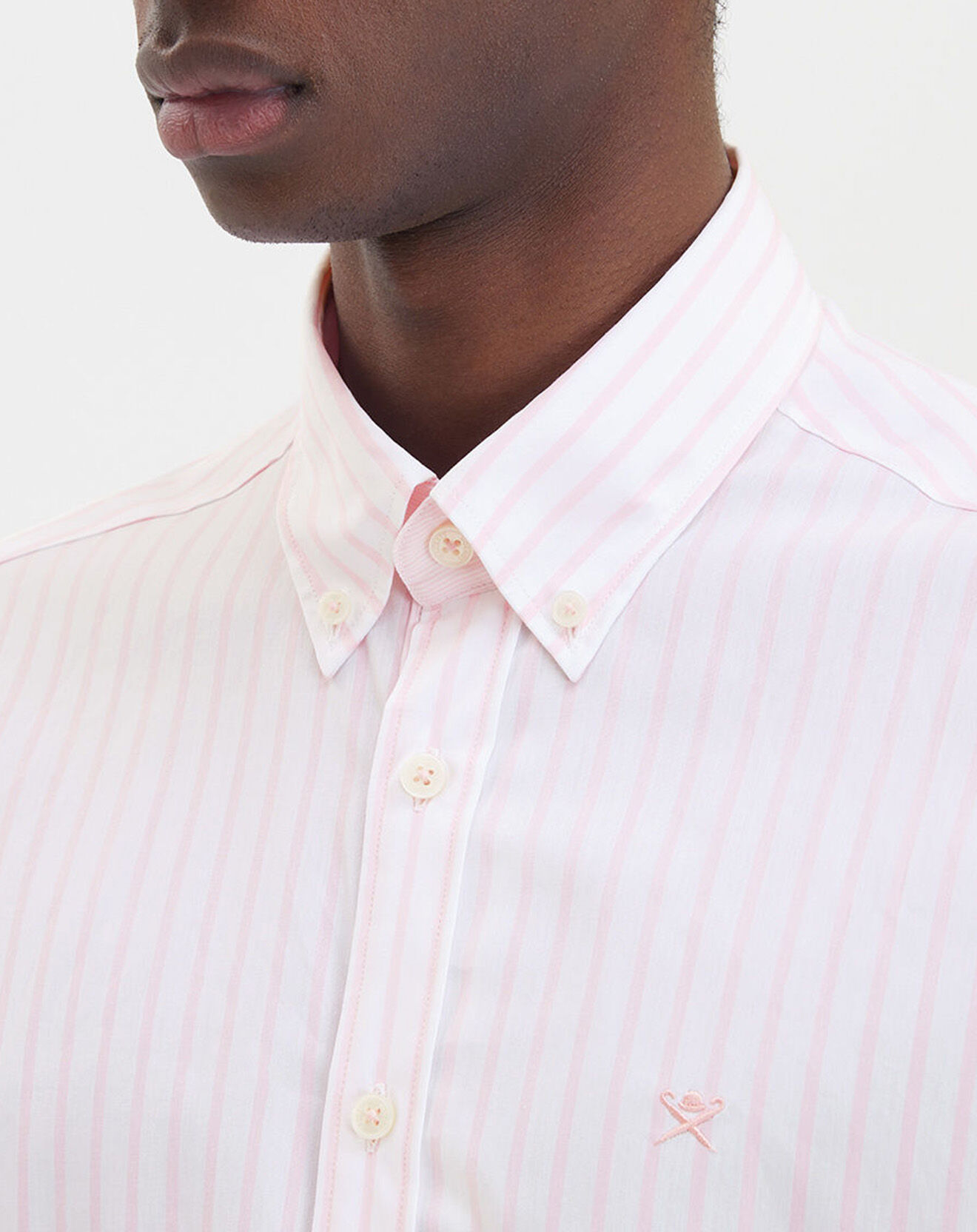 Hackett London Chemise baton large à rayures rose/blanc