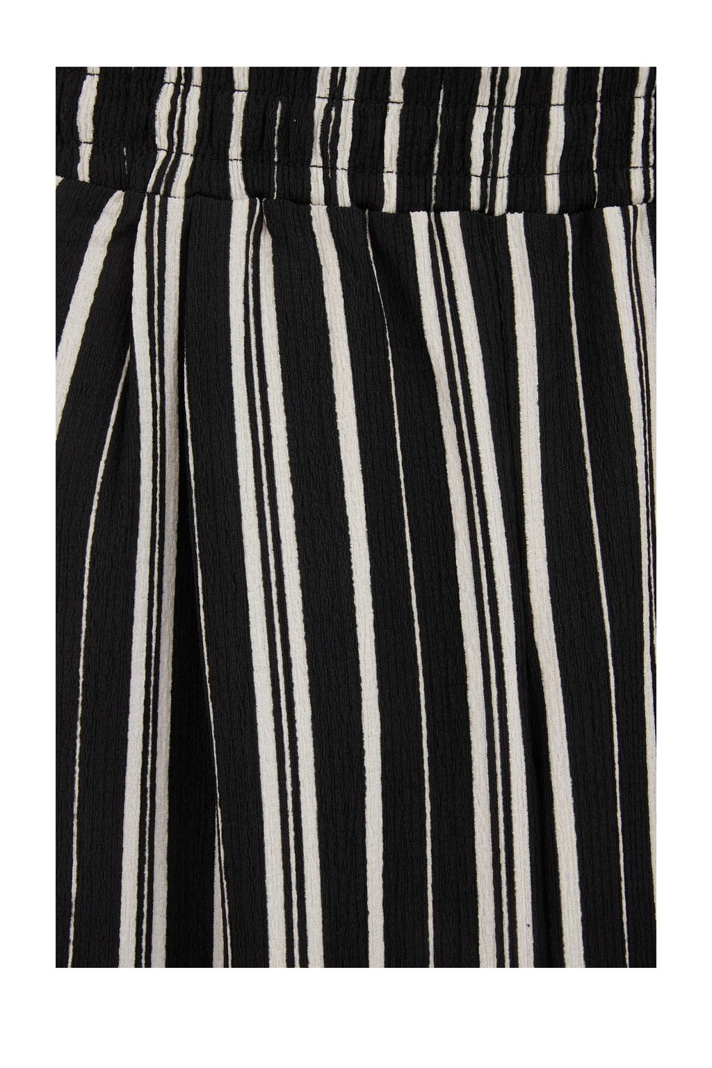 WE Fashion gestreepte straight fit broek zwart/wit