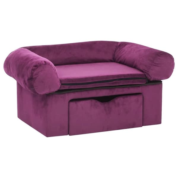 vidaXL Hundesofa med skuff burgunder 75x50x38 cm plysj