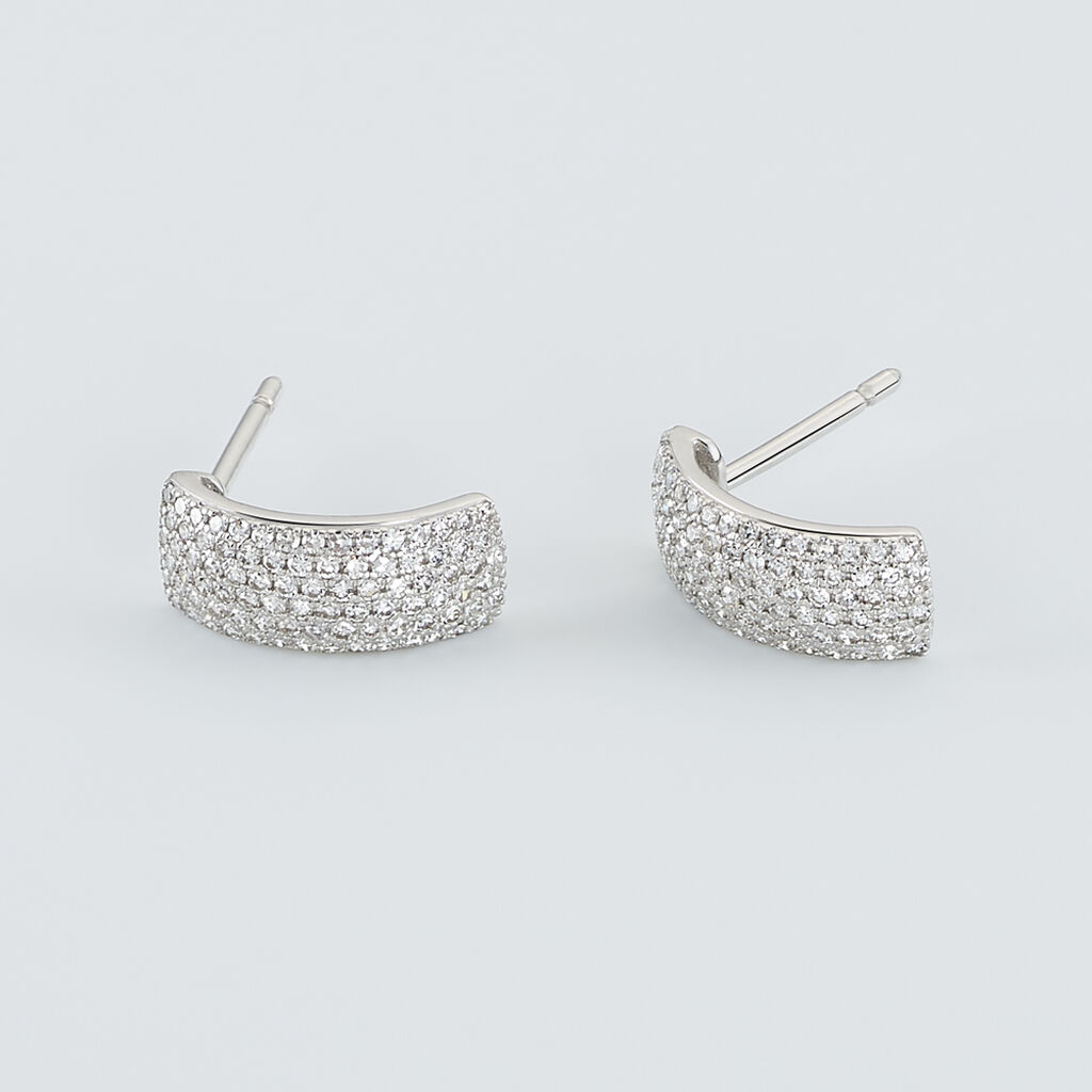 Boucles D'oreilles Puces Charlotte Or Blanc Diamant