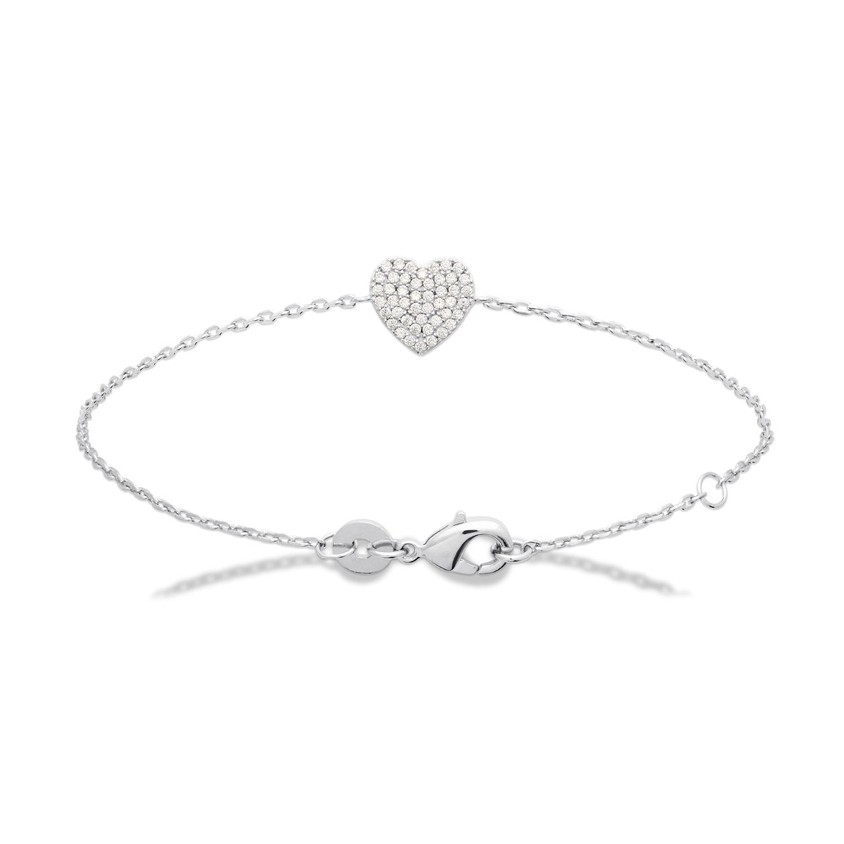 Bracelet Brillaxis argent rhodié coeur empierré OZ