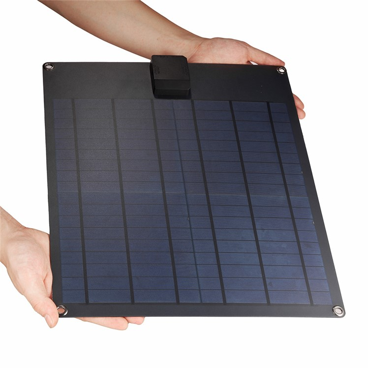 (18W) Solar Panel Sonnenkollektor mit USB A Anschluss   Karabiner Haken - Schwarz